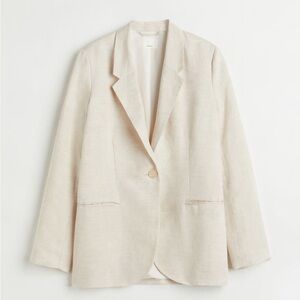 H&M Linen Blazer Small Tan Beige Neutral Workwear Summer Jacket (NEW with tags)